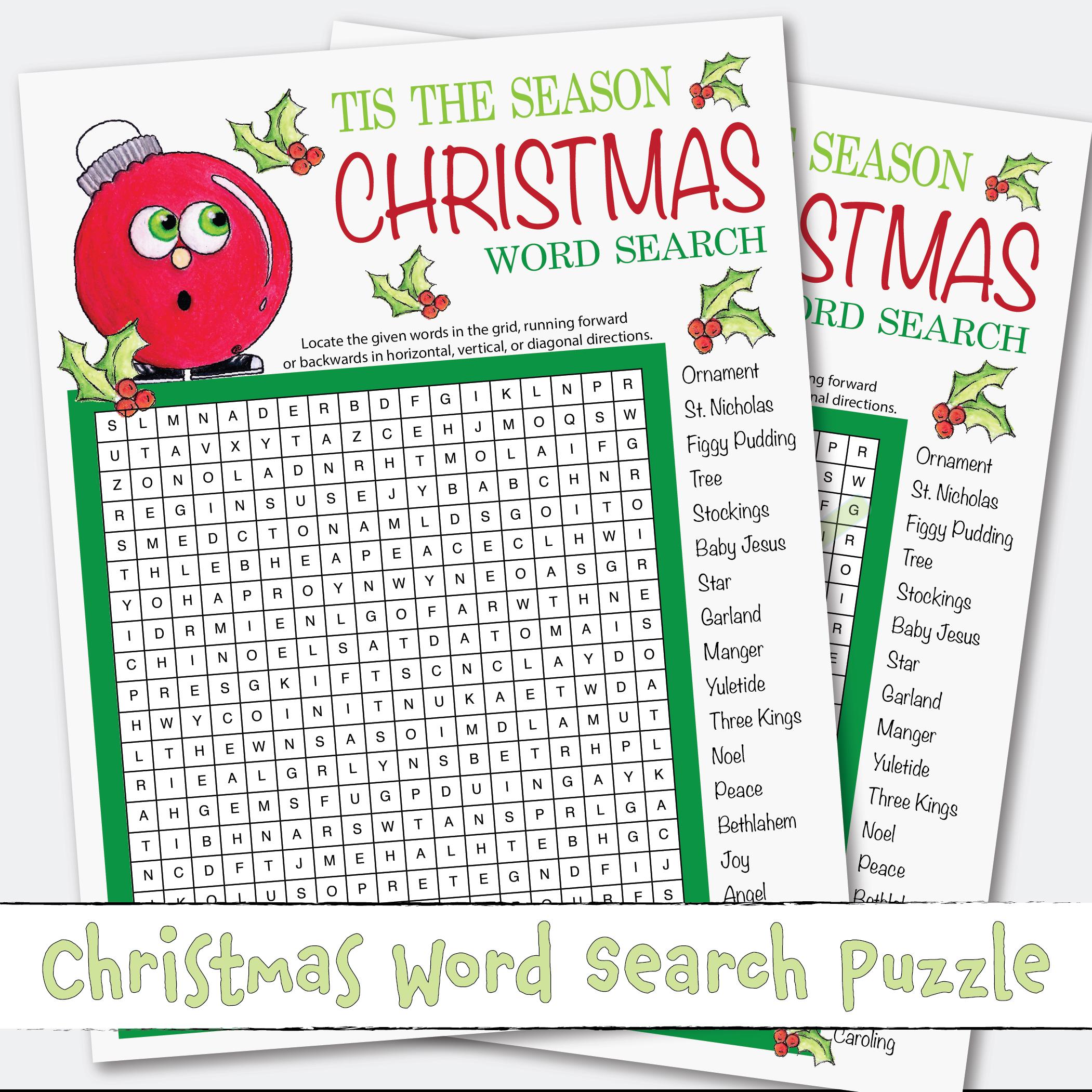 Classic Christmas Word Search Printable Puzzle Game Activity