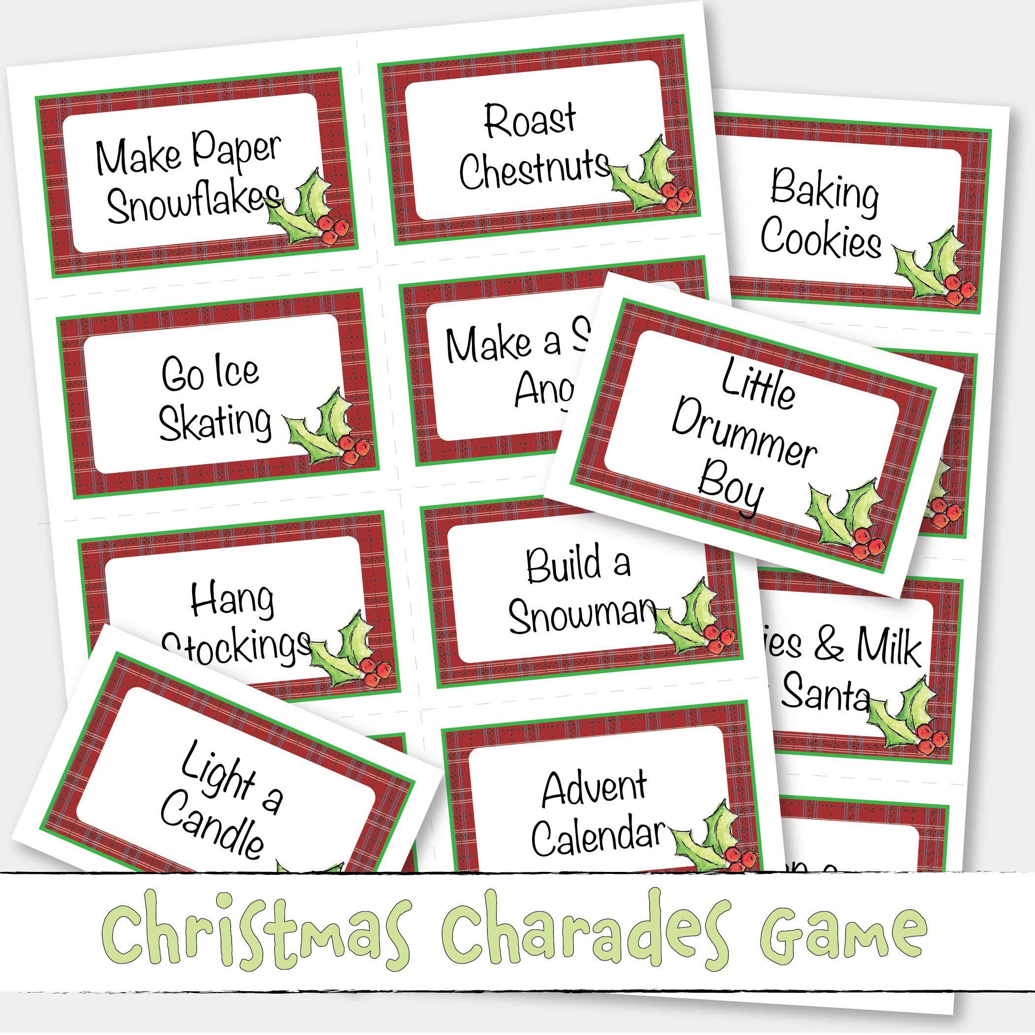 Christmas Charades and Doodle Draw Pictionary Game Printable Activity ...