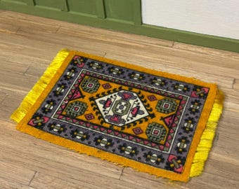 Miniature 1:12 Scale Vintage Dollhouse Tobacco Rug Carpet