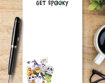 Personalized Halloween Notepad, Cute Spooky Stationery, Ghost Witch Pumpkin Writing Pad, Halloween Gift, Custom Name Notepad