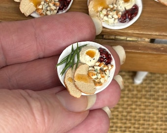 1:12 Scale Miniature Thanksgiving Turkey Dinner Plates – Handmade Dollhouse Holiday Food – Traditional Thanksgiving