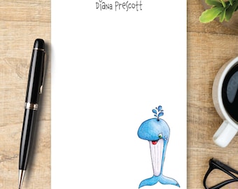 Personalized Whale Notepad, Whale Lover Gift, Ocean Stationery, Custom Writing Pad, Marine Life Notepad, Coastal Note Paper