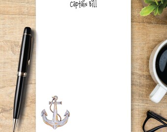 Personalized Anchor Notepad, Nautical Stationery, Coastal Writing Pad, Boating Gift, Lake House Notepad, Custom Note Paper