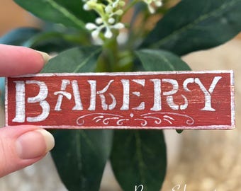 Miniature Handpainted Bakery Store Sign on Wood, 1:12 Scale, Dollhouse