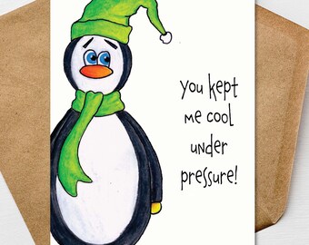 Funny Penguin Mothers Day Card for Mom from Daughter Son, Animal Card 5x7 Personalize