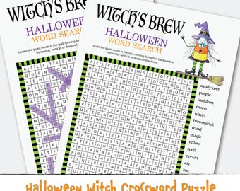 Witches Brew Halloween Word Search Printable Activity Games Instant Download