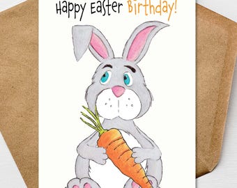 Easter Birthday Card A7 5x7 on Textured Linen