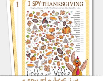Printable I SPY Thanksgiving Look and Find Picture Puzzle Game