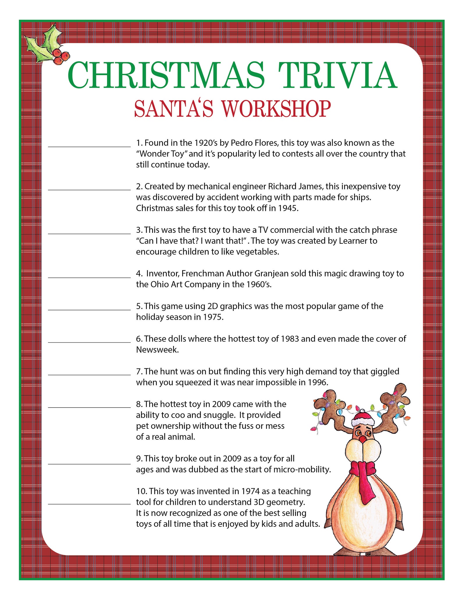 Christmas Trivia Game 4 Rounds 40 Questions Printable Game for - Etsy