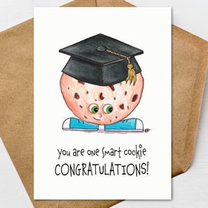 Tarjeta de felicitación imprimible de graduación "Eres una galleta inteligente" de 5 x 7 y sobre