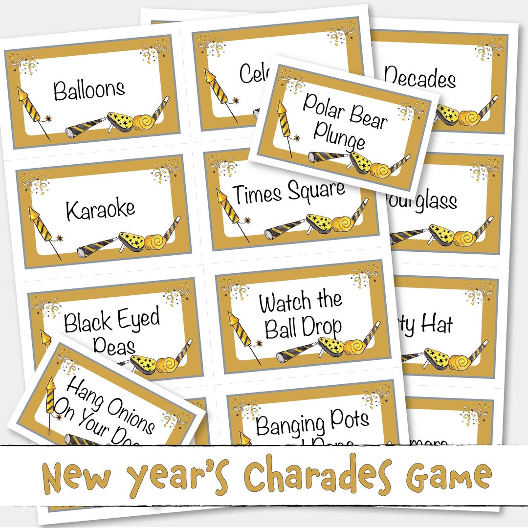 New Years Charades Printable Fun Game - Etsy