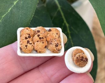 Miniature Chocolate Chip Cookies 1:12 Scale Platter & Plate Set