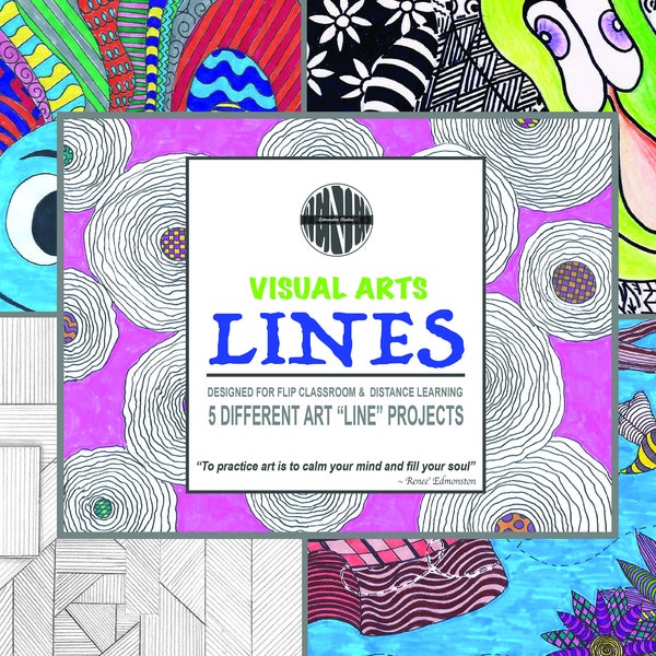 LINES Art Lesson Plan, PATTERN Activity, Elements of Art, 5 Lessons, Instant Download