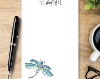 Dragonfly Notepad, Personalized Dragonfly Memo Pad, Funny Dragonfly Gift, Nature Lover Stationery, Writing Pad