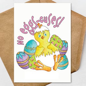 Biglietto d'auguri di Pasqua stampabile, senza pretesti per usare le uova