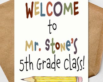 Welcome to 5th Grade Card for Students | Fifth Grade Teacher Welcome Card | First Day of School Mailer | Personalized | Set of 6