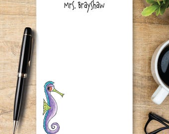 Personalized Seahorse Notepad, Beach Vibes Notepad, Writing Paper, Journaling, Letters, Seahorse Gift