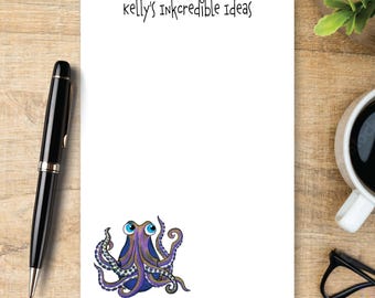 Personalized Octopus Notepad, Cute Octopus Stationery, Custom Note Pad, Ocean Animal Writing Pad, Marine Life Gift, Squid Pro Quo