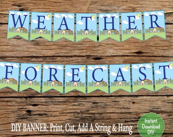 Weather Forecast Banner Earth Science Printable Sign Instant Download Classroom Bulletin Board Decor