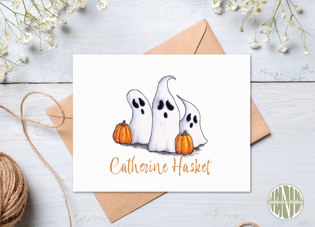 Personalized Halloween Note Cards Set of 10 Ghosts & Etsy