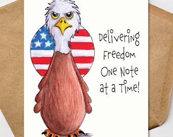 Personalized Eagle Notecards, Patriotic Stationery Set, Funny Eagle Note Cards, American Correspondence, Freedom Lover Gift