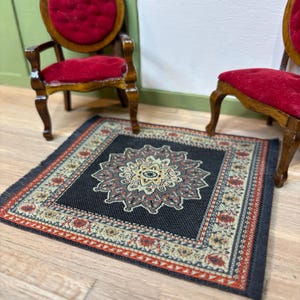 Miniature 1:12 Scale Vintage Dollhouse Needlepoint Rug Carpet