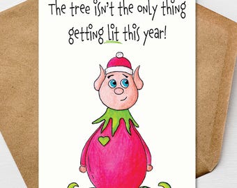 Funny Elf Christmas Card, Elfing Crazy Holiday Card, Elf on Shelf Humor, Christmas Card for Friends & Coworkers