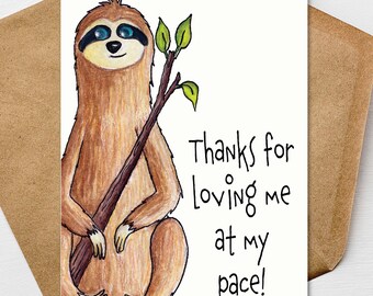 Funny Sloth Mothers Day Card for Mom from Daughter Son, Animal Card 5x7 Personalize