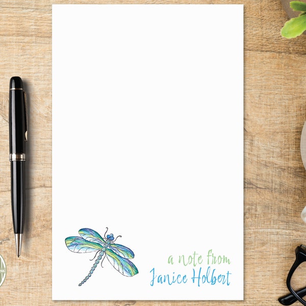 Personalized Dragonfly Notepad, Nature Vibes Notepad, Writing Paper, Journaling, Letters, Dragonfly Gift