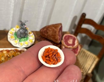 Miniature Bowl of Glazed Carrots 1:12 scale Dollhouse