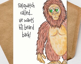 Funny Bigfoot Father’s Day Card Sasquatch Pun  | Personalize It | Premium 5x7 Linen