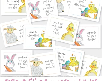 Easter Tiny Notes, Positive Affirmations, Animal Designs (Digital Download)