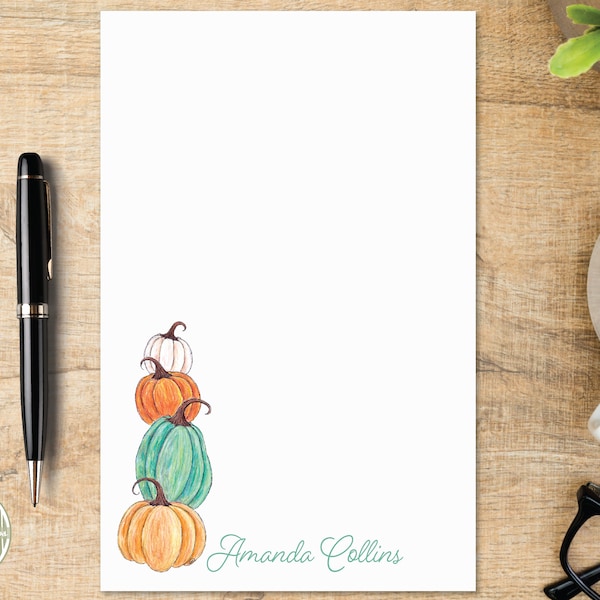 Personalized Pumpkin Notepad, Fall Harvest Vibes Notepad, Writing Paper, Journaling, Letters, Gourds, Pumpkin Gifts