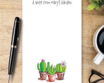 Personalized Succulent Notepad, Plant Lover Gift, Houseplant Stationery, Custom Writing Pad, Cactus Notepad, Botanical Note Paper
