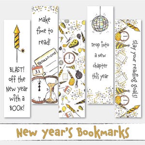 Printable New Years Bookmark Set, Set of 5 - Etsy