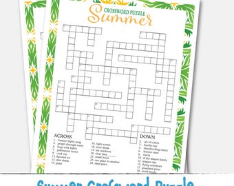 Summer Crossword Puzzle Printable Game | Fun Summer Activity for Kids & Adults | Family Game Night | Classroom Worksheet | Instant Download