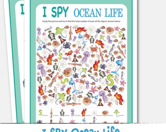 I SPY Ocean Life Druckbare Aktivität Unter dem Meer Sommer Look and Find Puzzle Spiel, digitaler Download