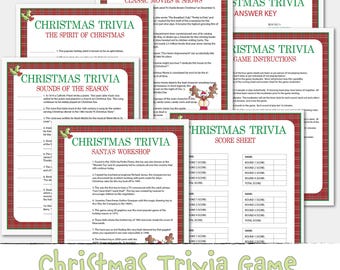 Christmas Trivia Game 4 Rounds 40 Questions Complete Printable Game Activity Kit