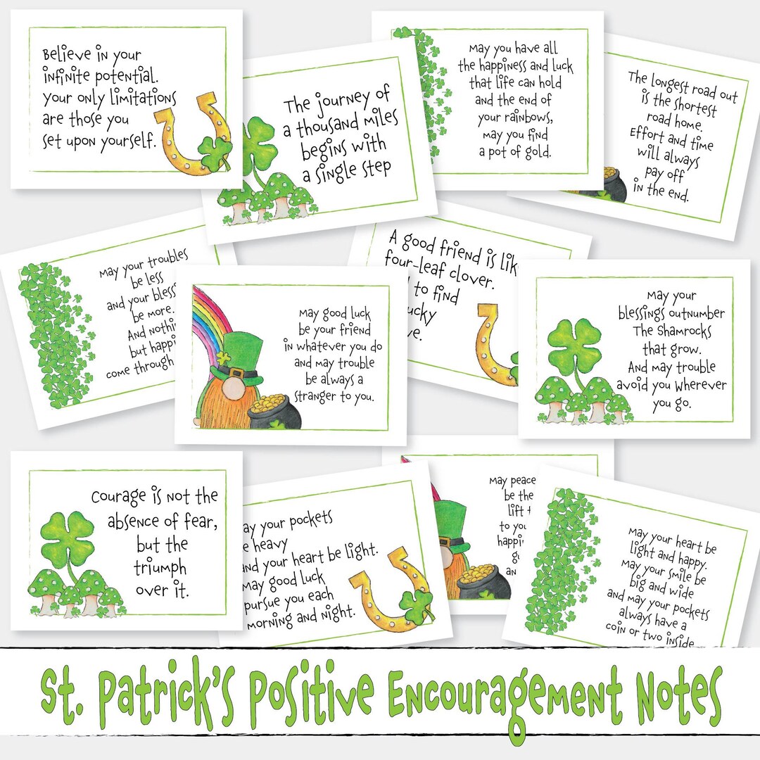 St. Patricks Day Printable A2 Tiny Notes Affirmation Encouragement ...