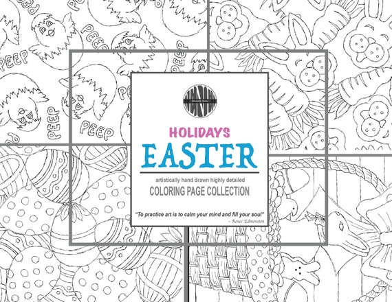 EASTER Coloring Pages 4 Coloring Sheets Printable Hand | Etsy