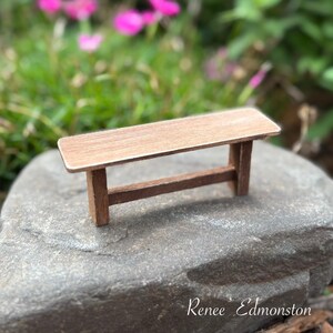 Miniature Rustic Finished Wooden Bench 1:12 Scale