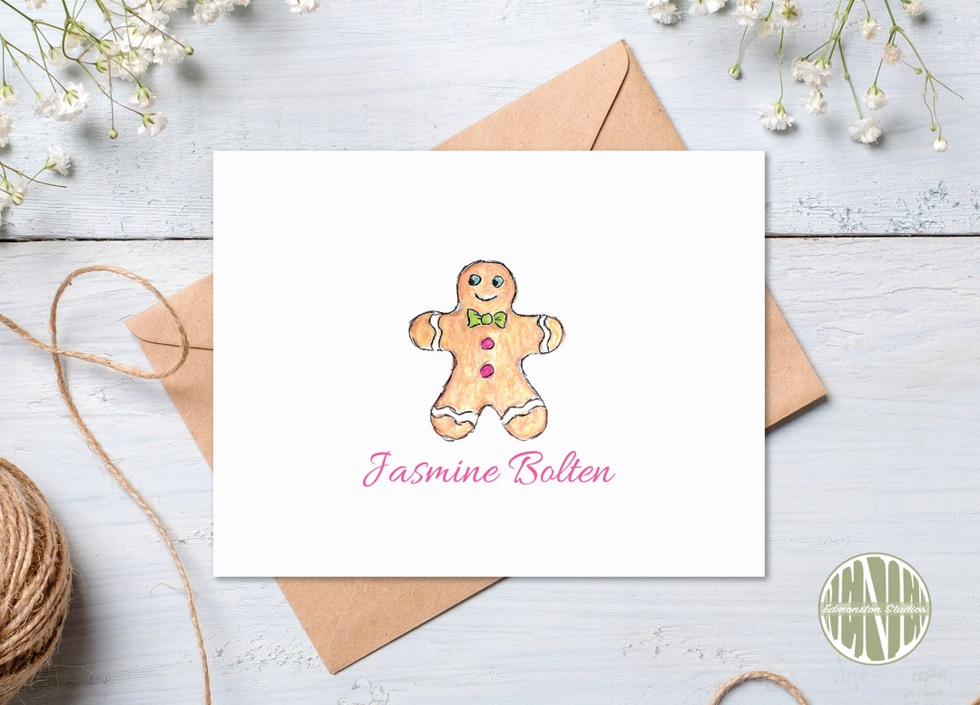 Gingerbread Note Design Personalized Gingerbread Man Note Cards Set of 10 Winter - Etsy