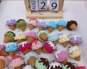 Gehaakte ijssleutelhanger, schattige ijssleutelhanger, tasbedel, tasdecoratie, tashanger, sleutelhanger, leuke cadeaus, cadeau voor ijsliefhebbers