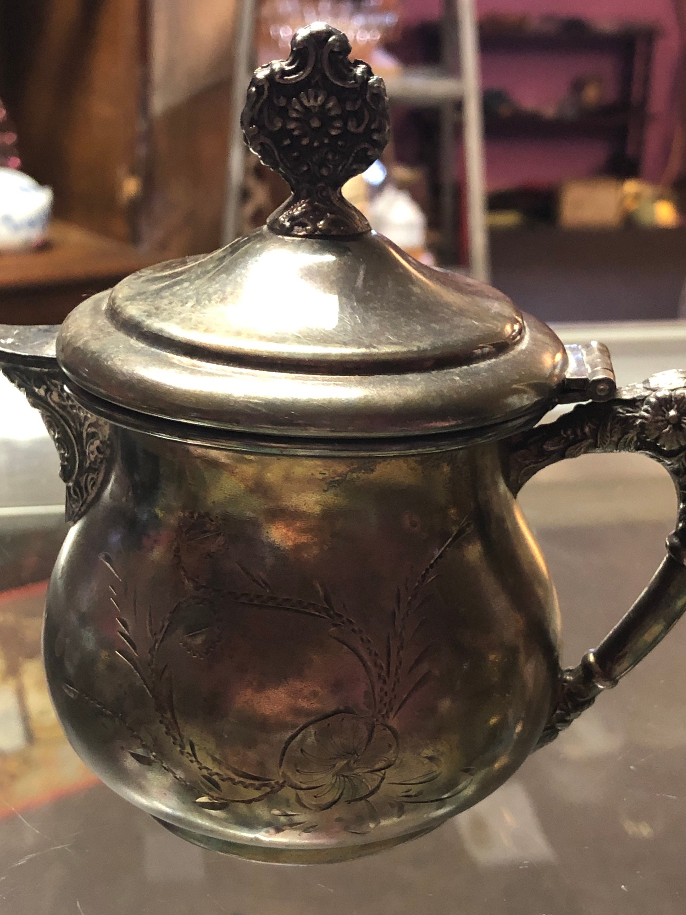 Crown Silver Co. Quadruple Plate Ornate Etched Floral Creamer Etsy