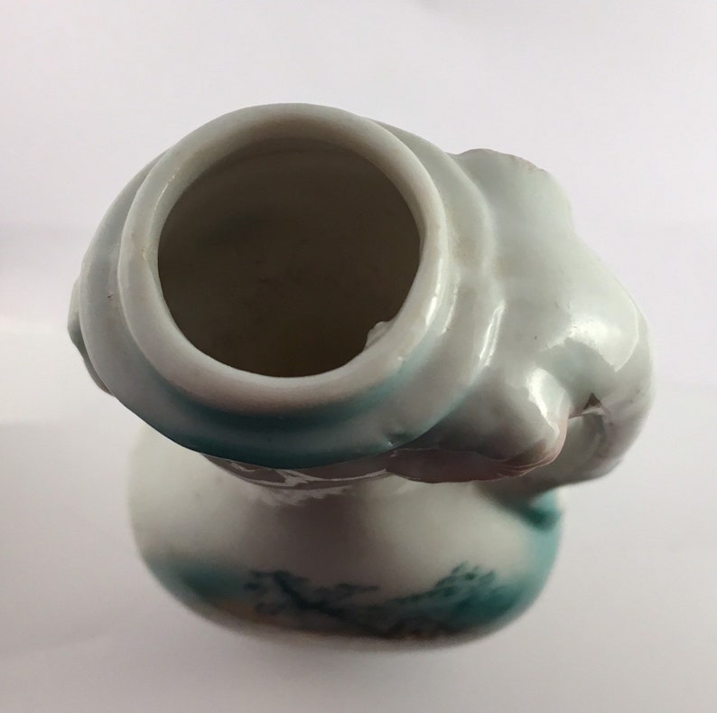 Horned Sheep or Goat Bud Vase Unusual Vintage Collectible Porcelain Ceramic