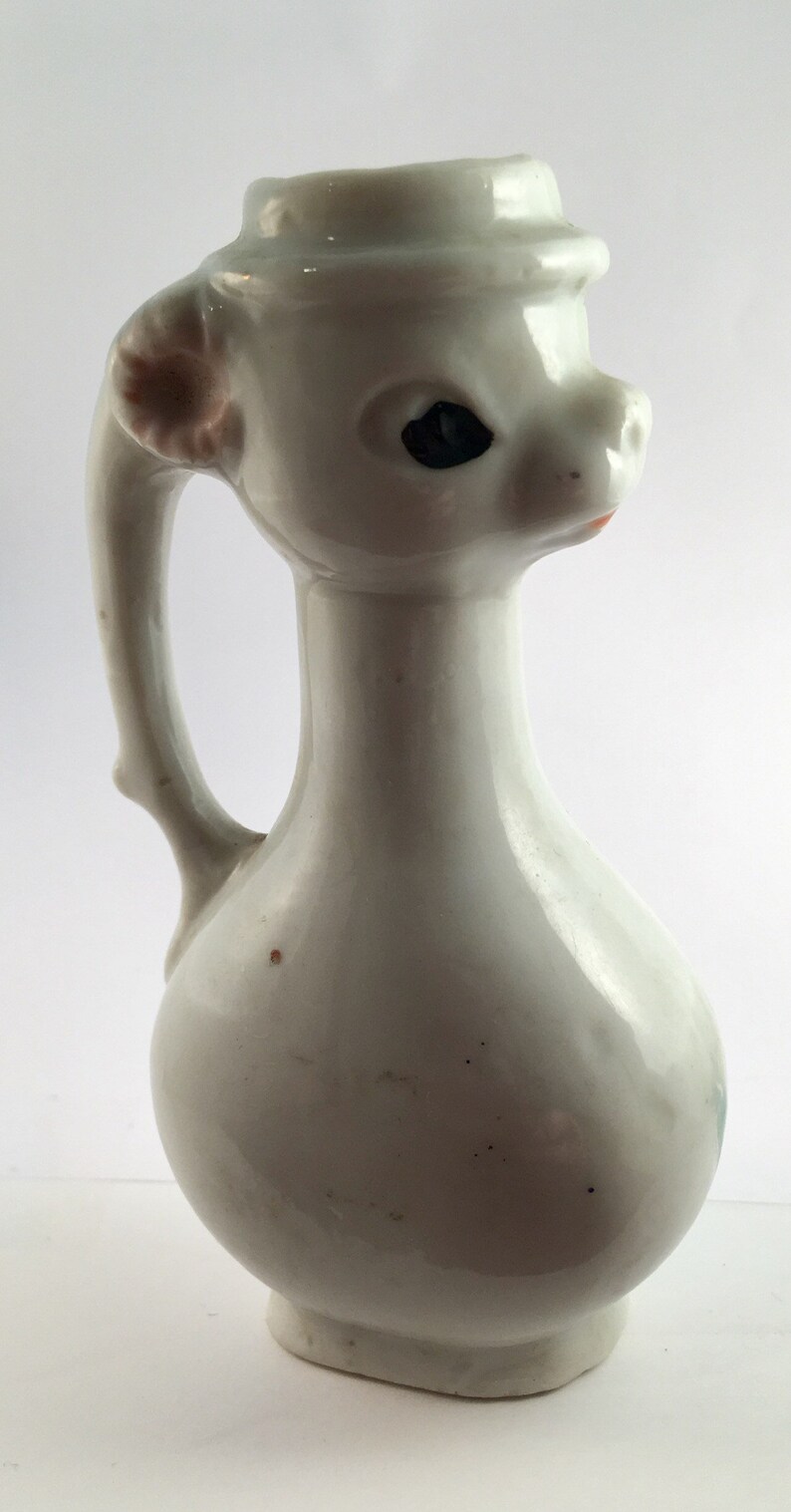 Horned Sheep or Goat Bud Vase Unusual Vintage Collectible Porcelain Ceramic