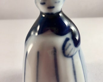 CLEARANCE SALE  Collectible Vintage Delft Blue Table Bell Lady Figurine