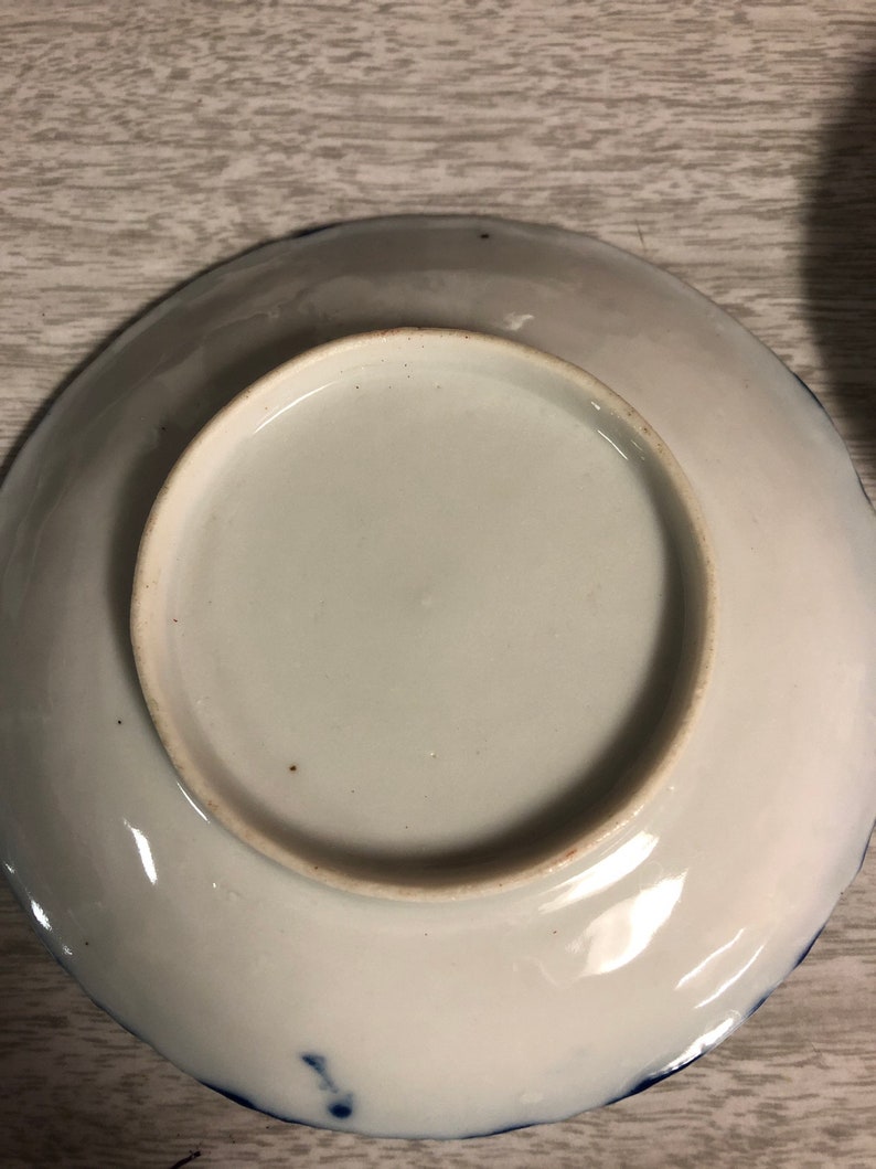 Antique Saucers Hand Painted Geisha Girl Plate Saucer Blue and Gold Trim Japan 1920s