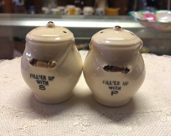 CLEARANCE  Salt & Pepper Shakers Vintage Collectible “Fill up with” Cute Country Farmhouse Jars