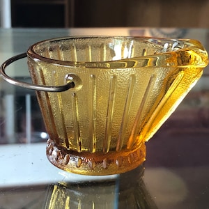 CLEARANCE Vintage Ashtray Amber Glass Coal Scuttle Shaped image 1